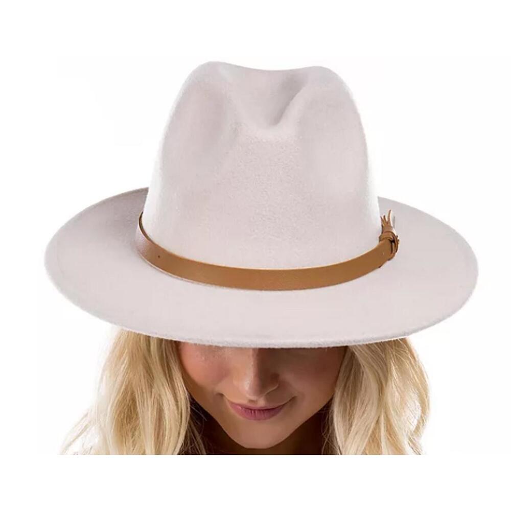 Marcus Adler Women's Faux Leather Knotted Band Wool Blend Felt Hat